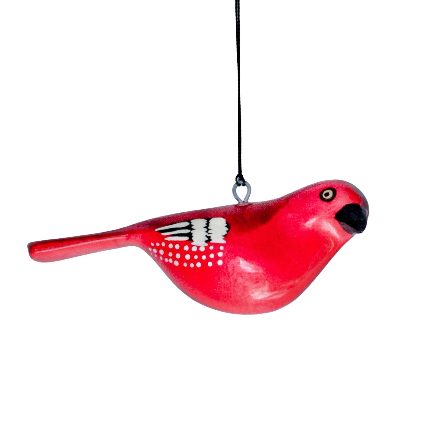 Hand-Carved Bird Ornament - African Fire Finch