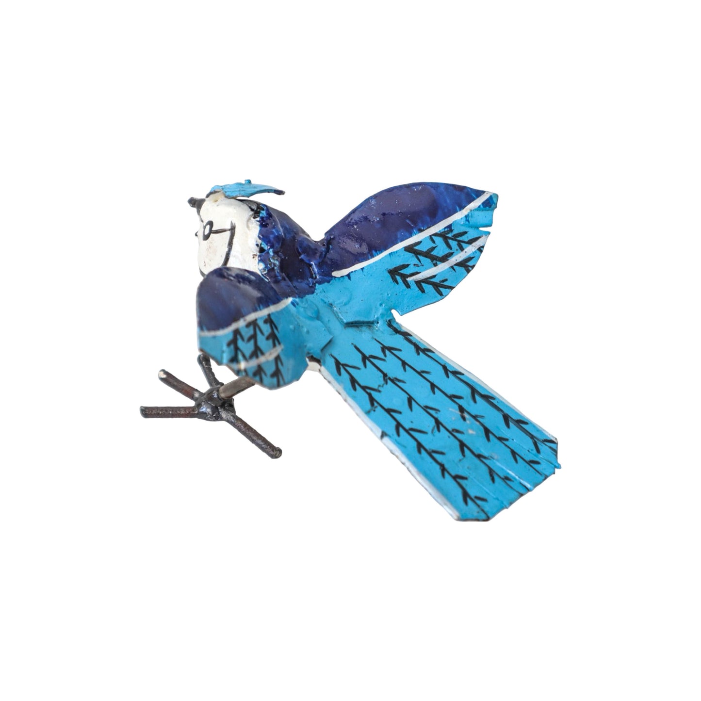 Recycled Metal Garden Sculpture - Blue Jay (mini)