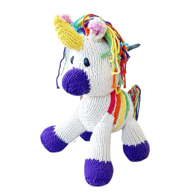 Hand Knit Organic Cotton Bush Baby-Style Unicorn