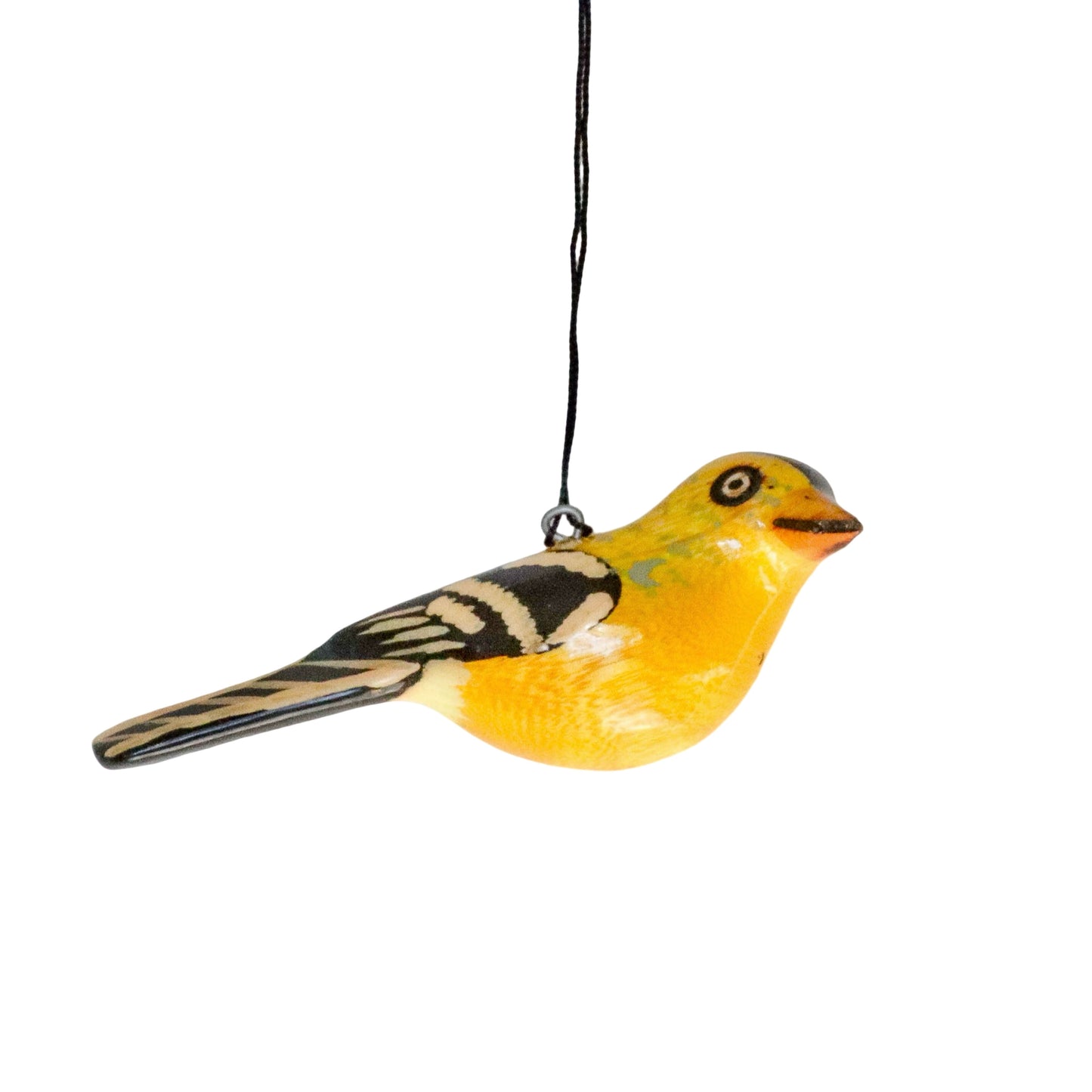 Hand-Carved Bird Ornament - Goldfinch
