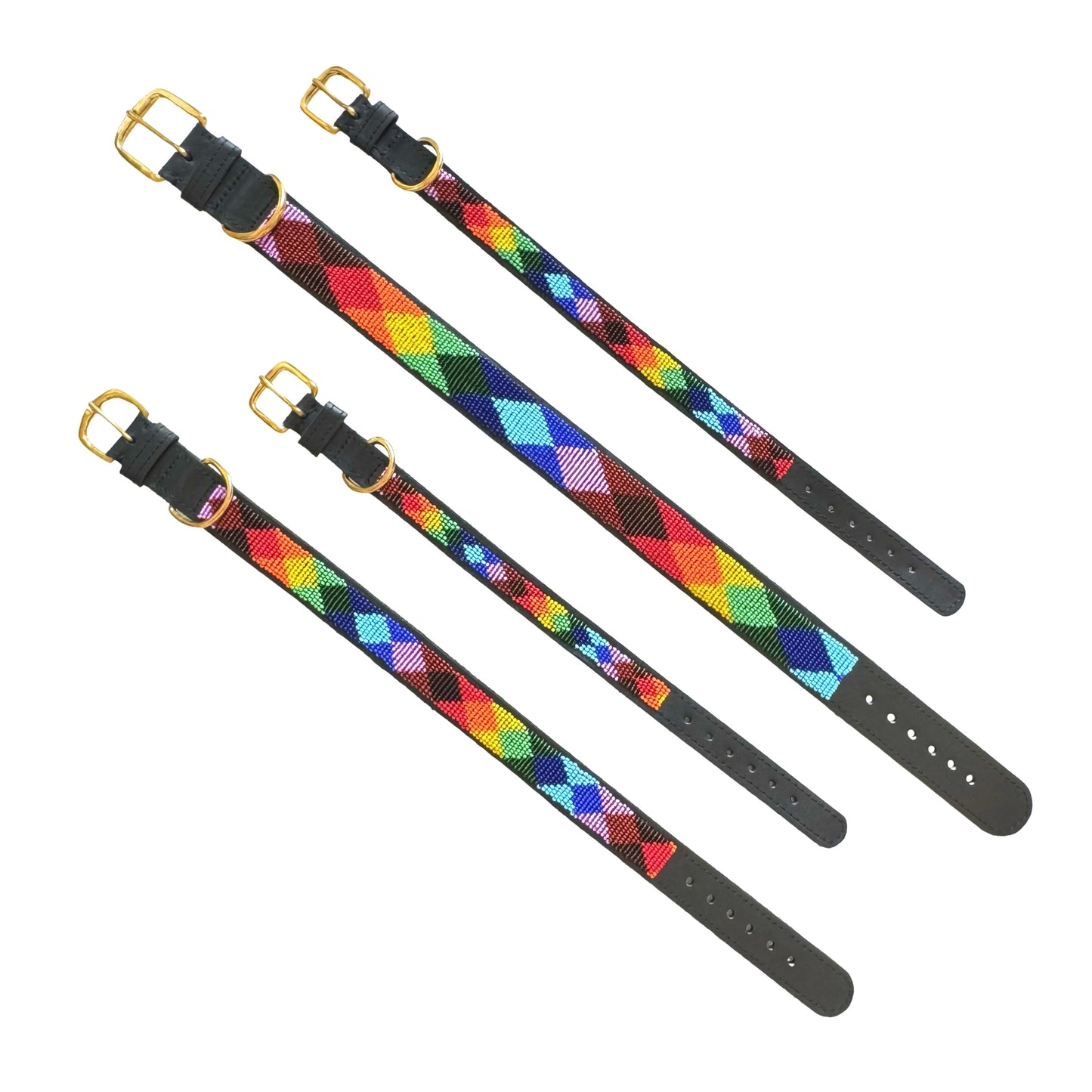 Beaded Dog Collar - Diamond Rainbow