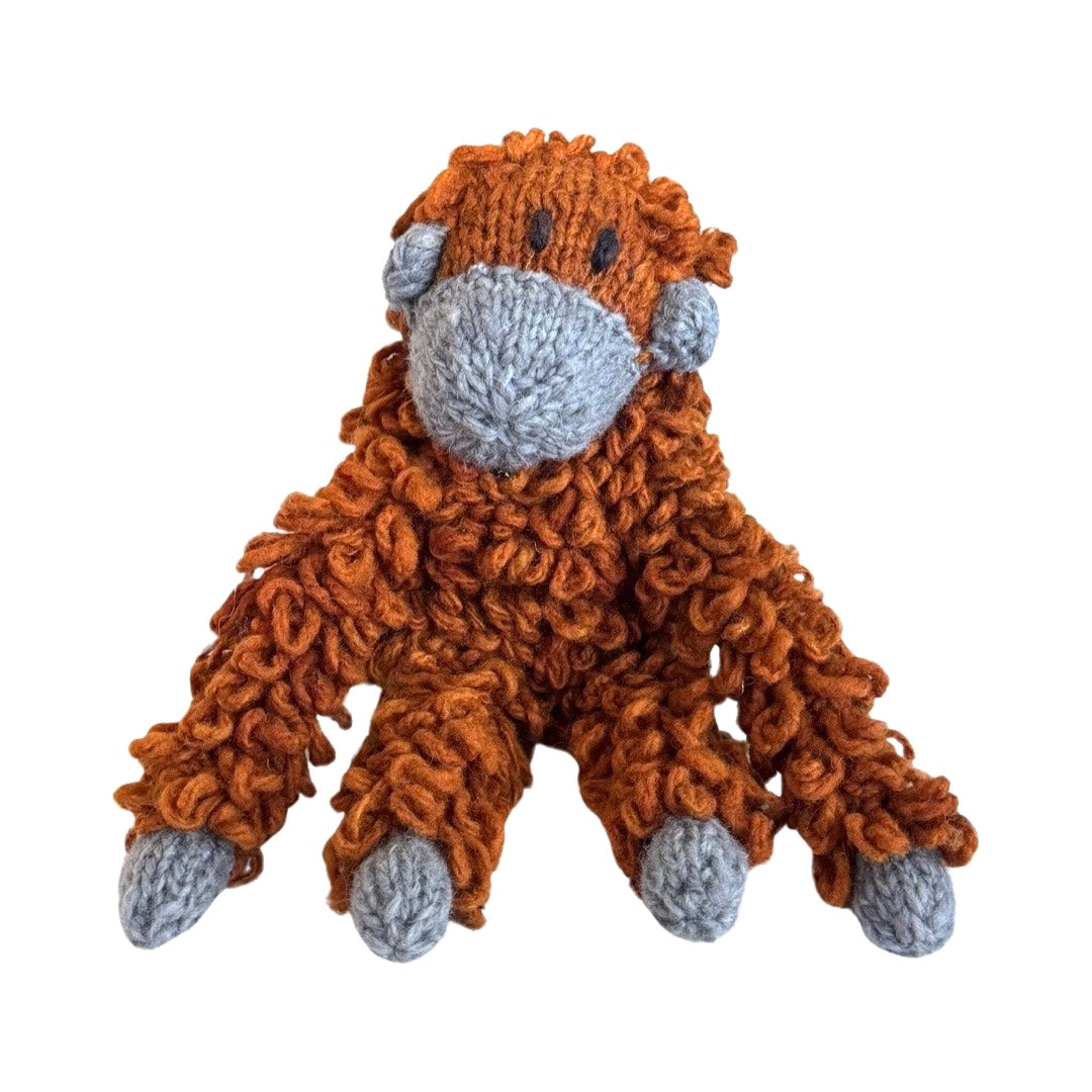 Hand Knit Homespun Wool Orangutan