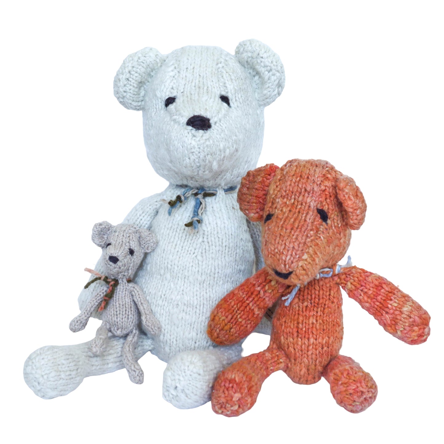 Hand Knit Homespun Wool Ditsy Bear - mini