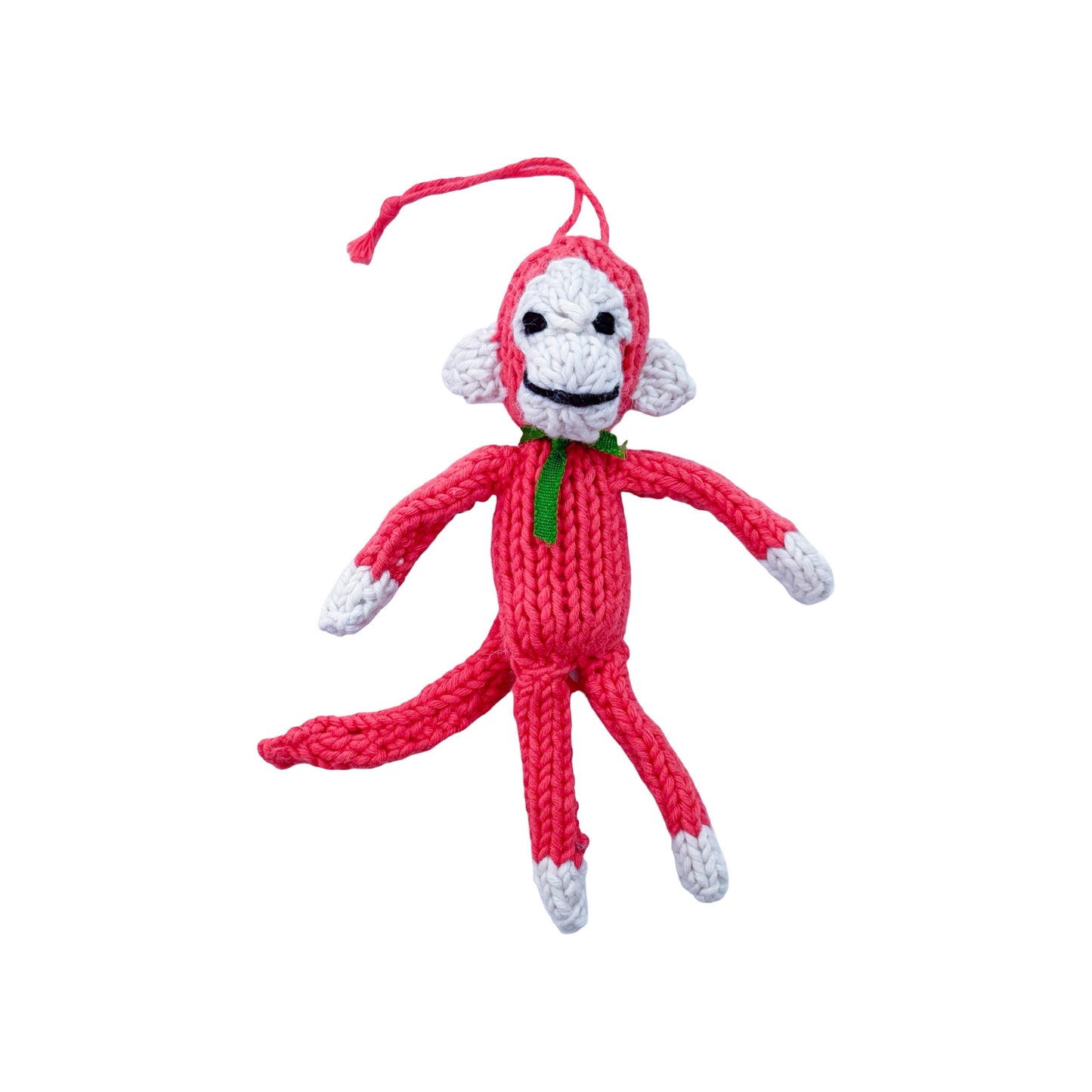 Hand Knit Organic Cotton Ornament - Monkey