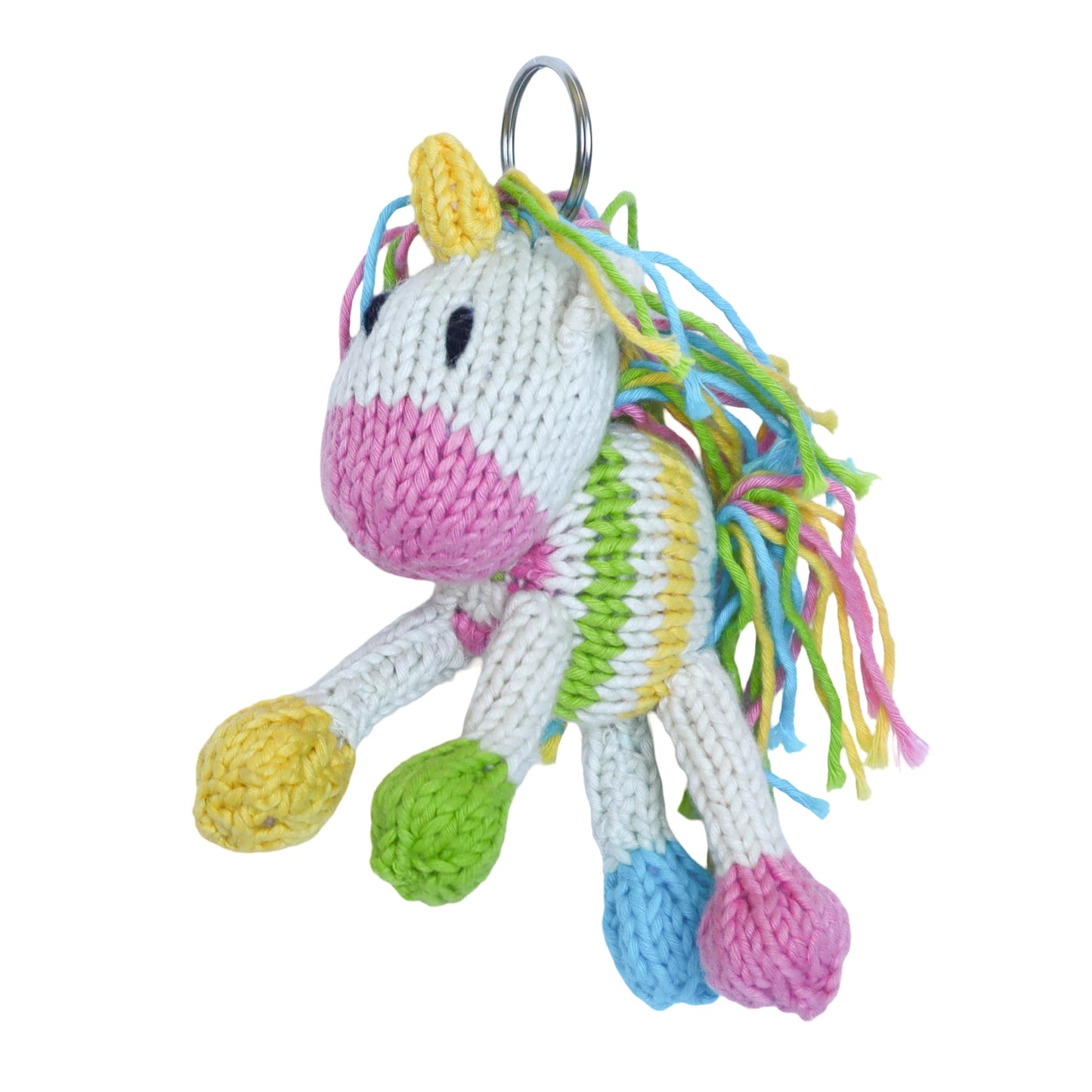 Hand Knit Organic Cotton Keychain - Unicorn