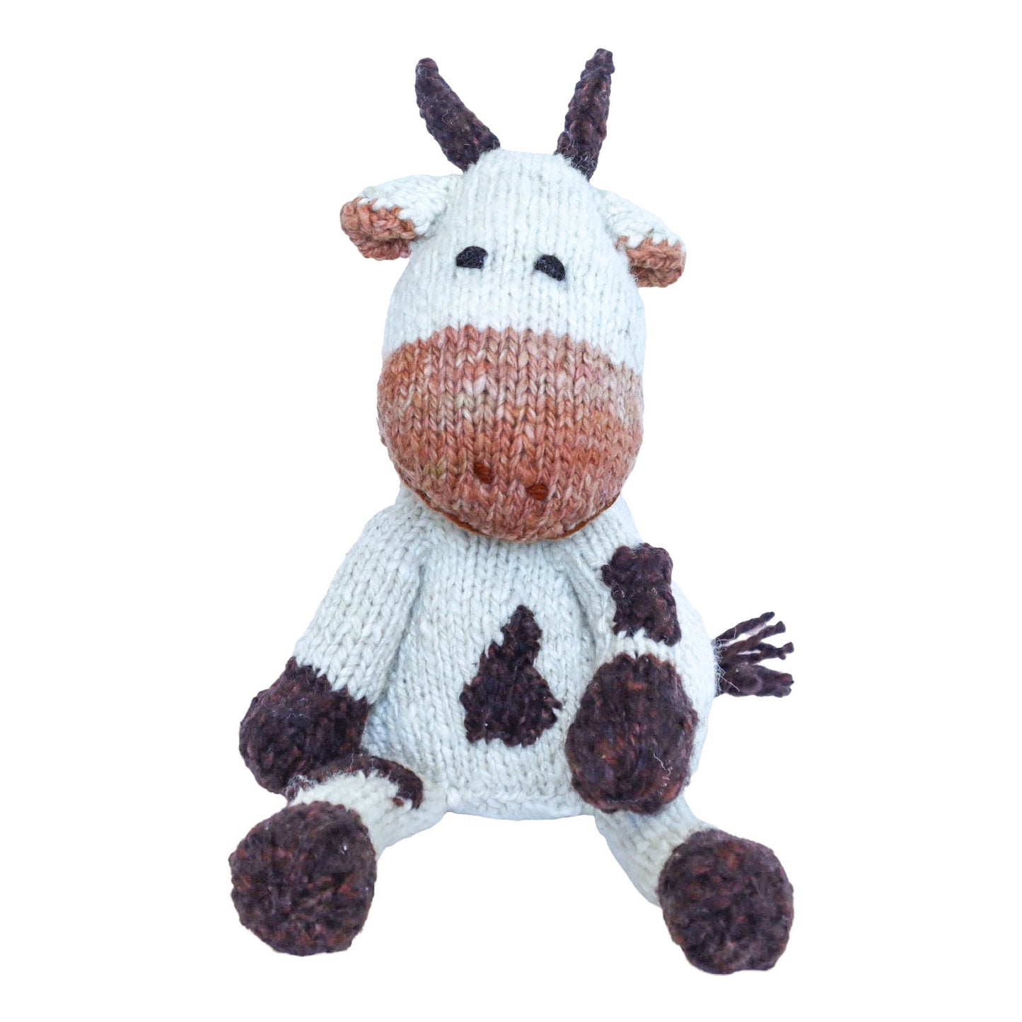Hand Knit Homespun Wool Shamba-style Cow - medium