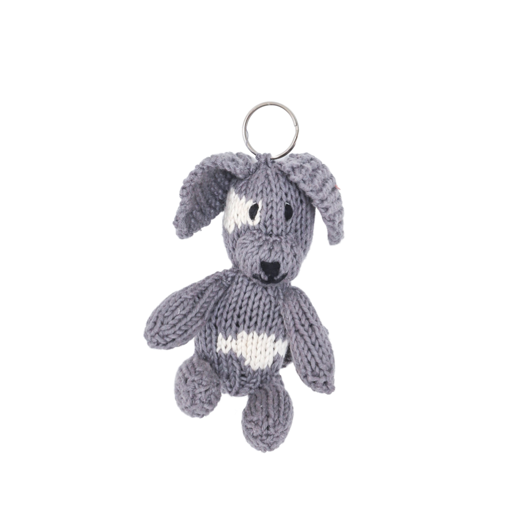 Hand Knit Organic Cotton Keychain - Dog