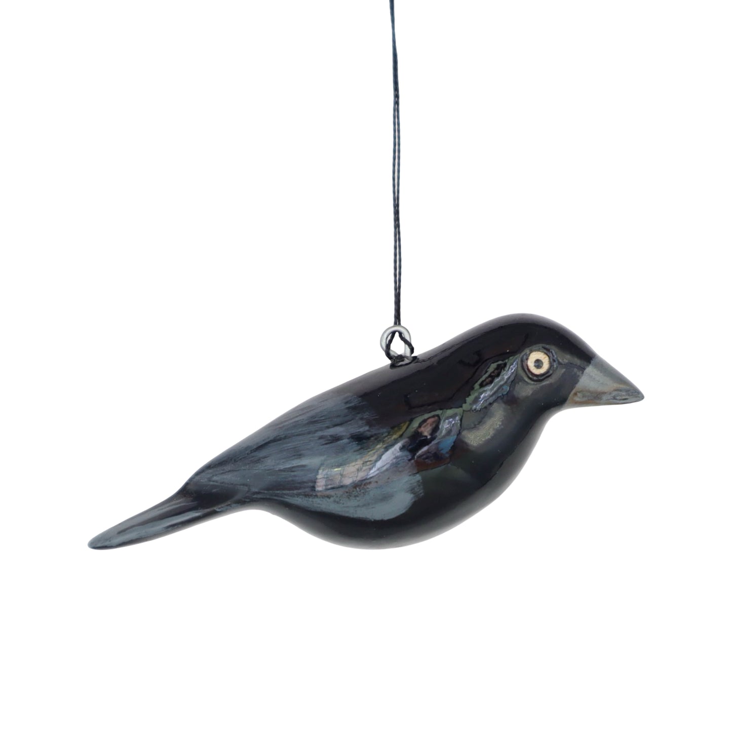 Hand-Carved Bird Ornament - Crow