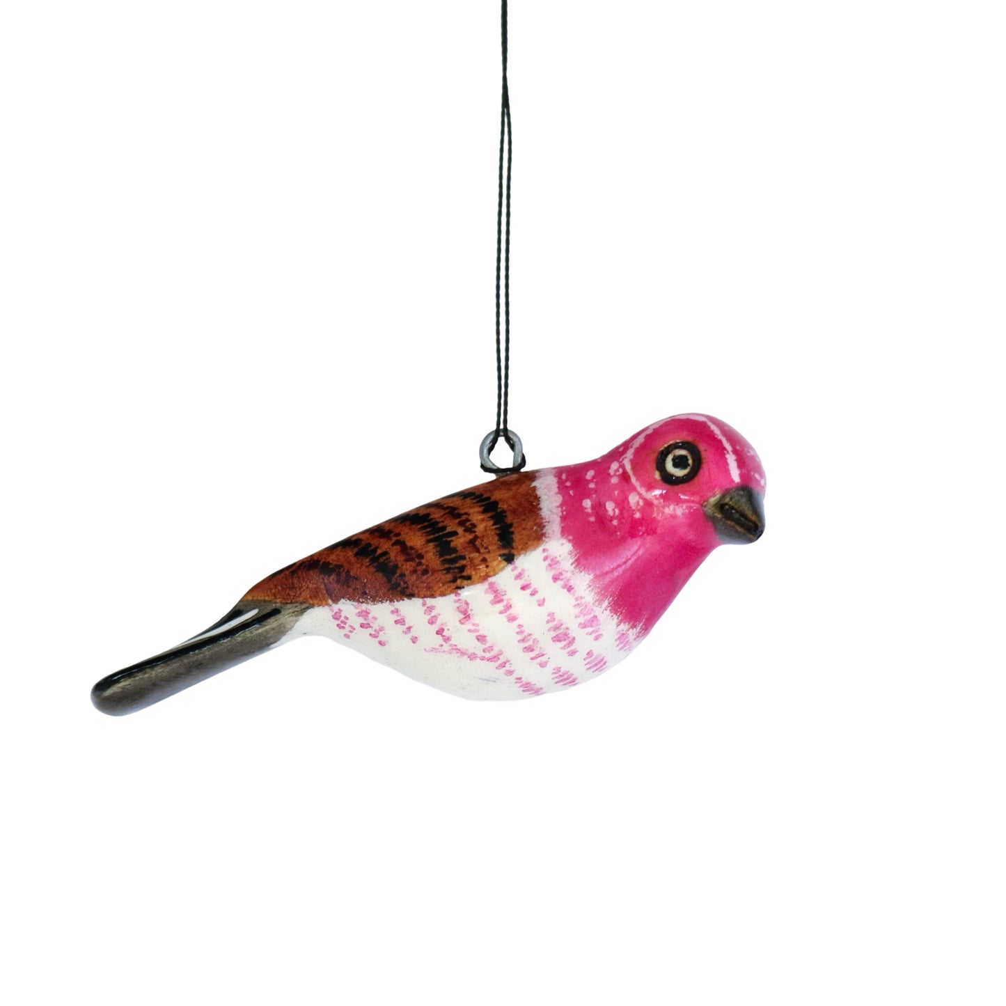 Hand-Carved Bird Ornament - Purple Finch