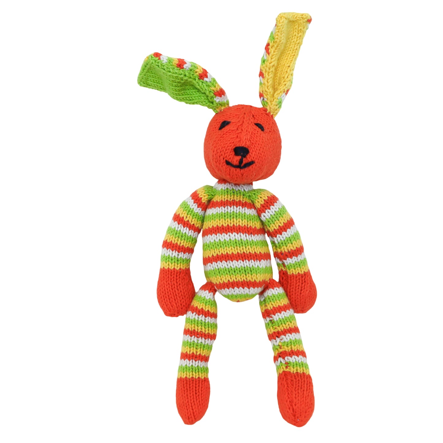 Hand Knit Organic Cotton Rainbow Rabbit
