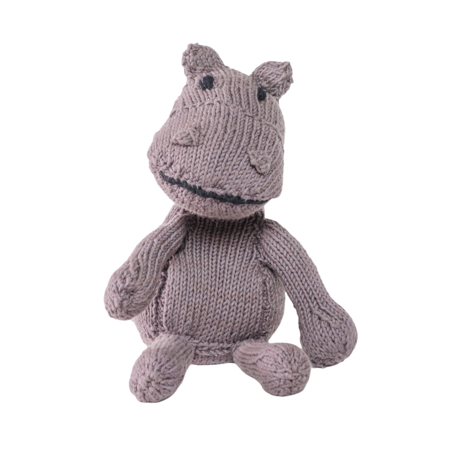 Hand Knit Organic Cotton Safari-Style Hippo