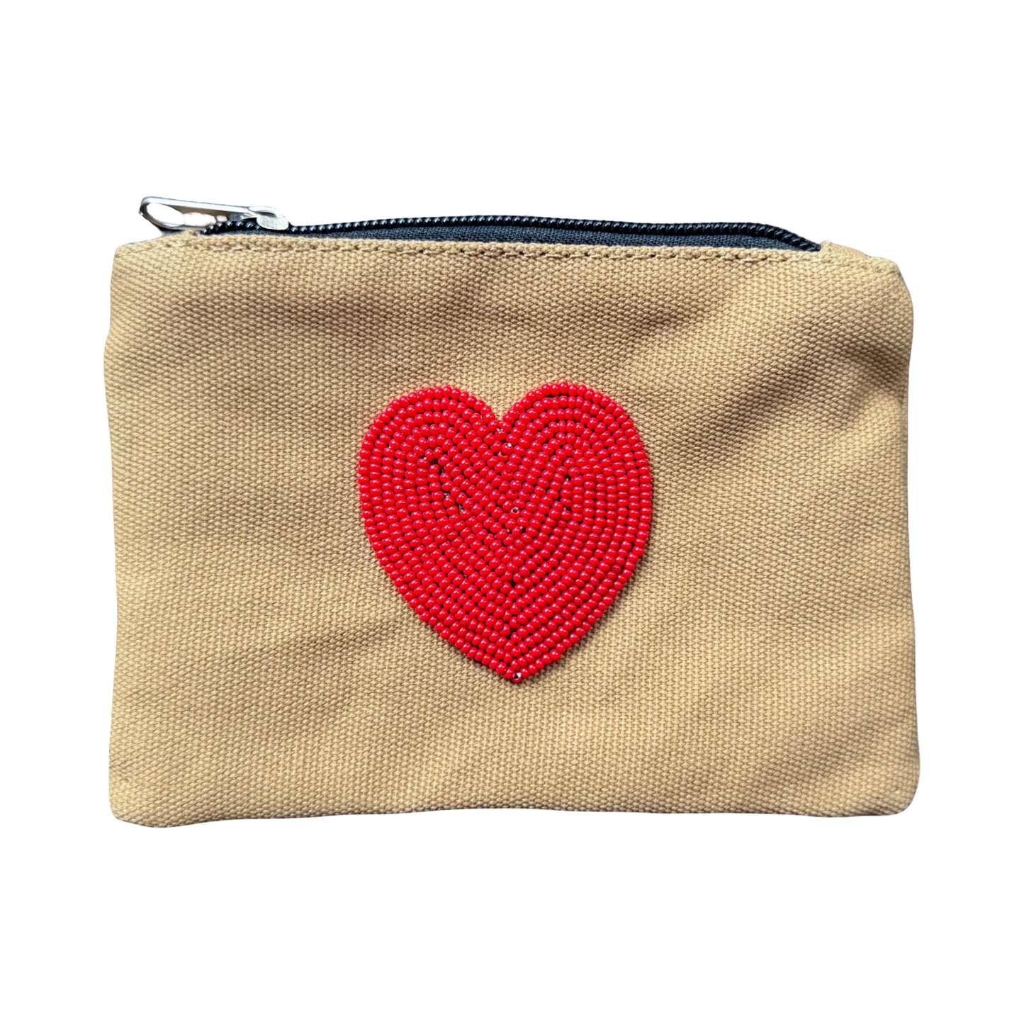 Zippered Beadwork Pouch - Heart