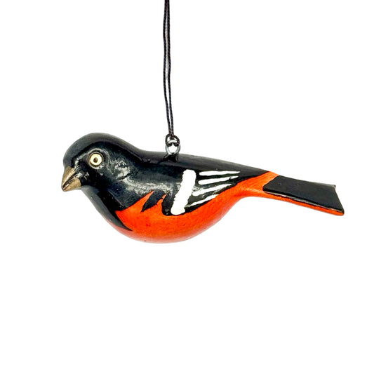 Hand-Carved Bird Ornament - Baltimore Oriole
