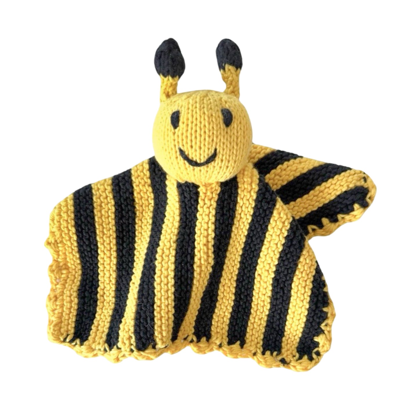 Hand Knit Organic Cotton Comfort Blanket Bee