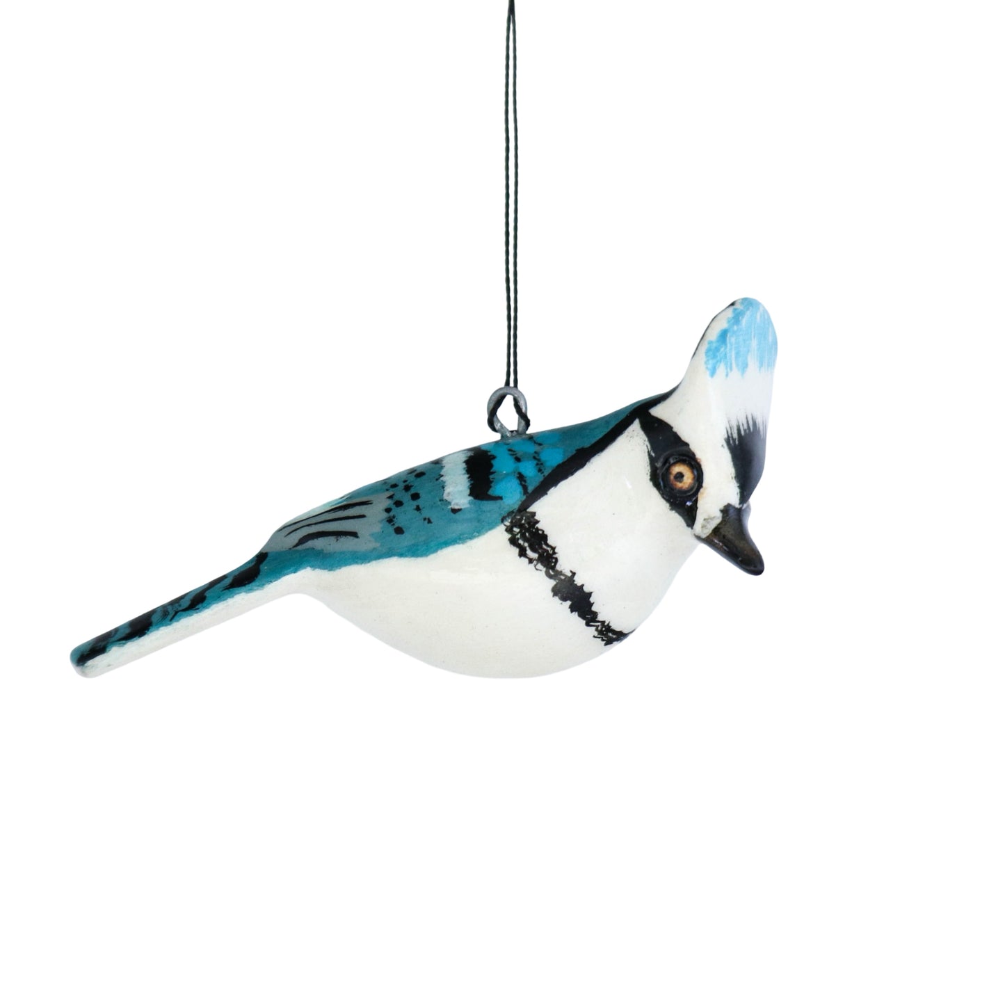 Hand-Carved Bird Ornament - Blue Jay