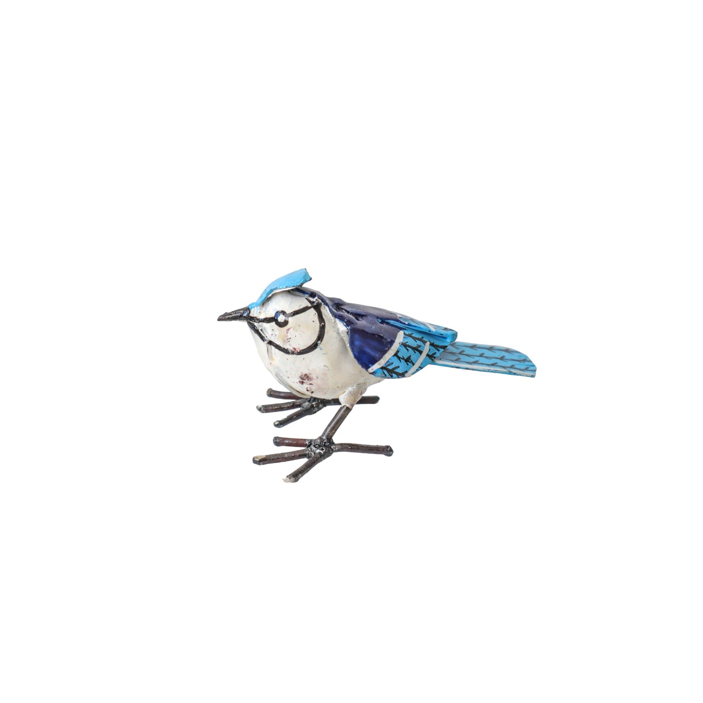 Recycled Metal Garden Sculpture - Blue Jay (mini)