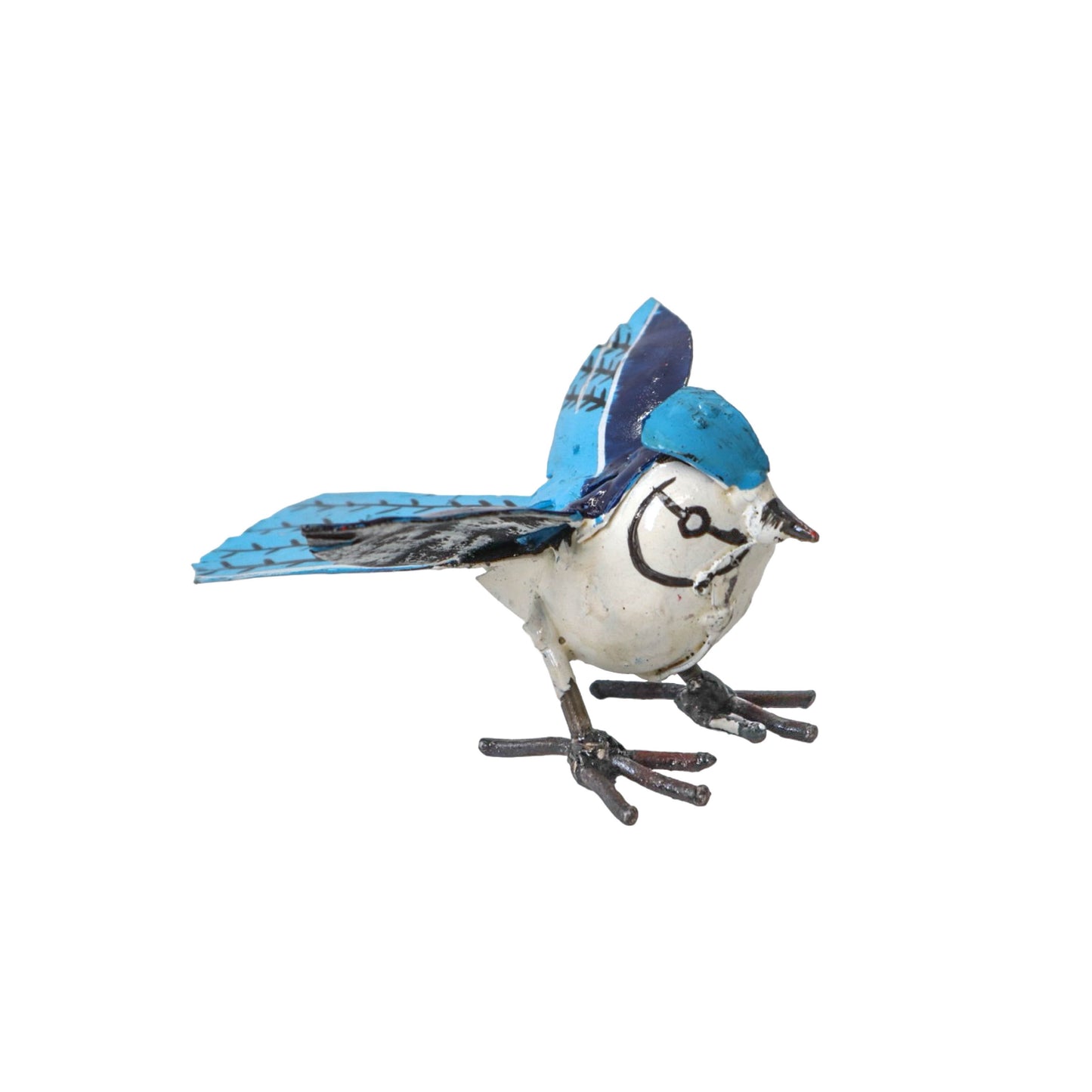 Recycled Metal Garden Sculpture - Blue Jay (mini)