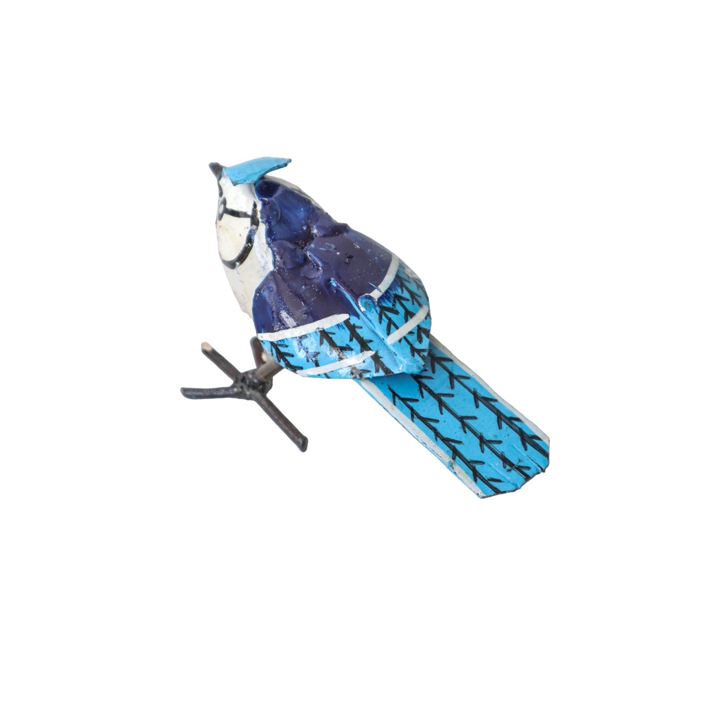 Recycled Metal Garden Sculpture - Blue Jay (mini)
