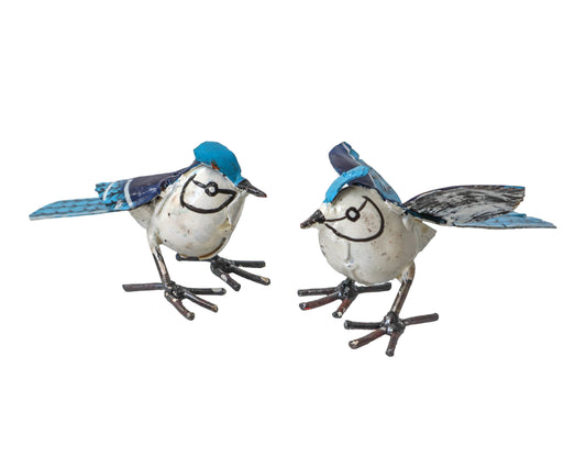 Recycled Metal Garden Sculpture - Blue Jay (mini)