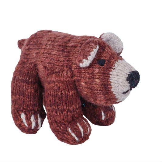 Hand Knit Homespun Wool Grizzly Bear