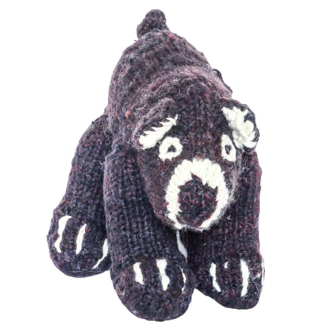 Hand Knit Homespun Wool Brown Bear