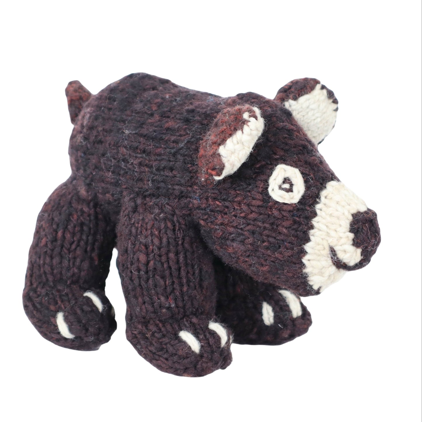 Hand Knit Homespun Wool Brown Bear