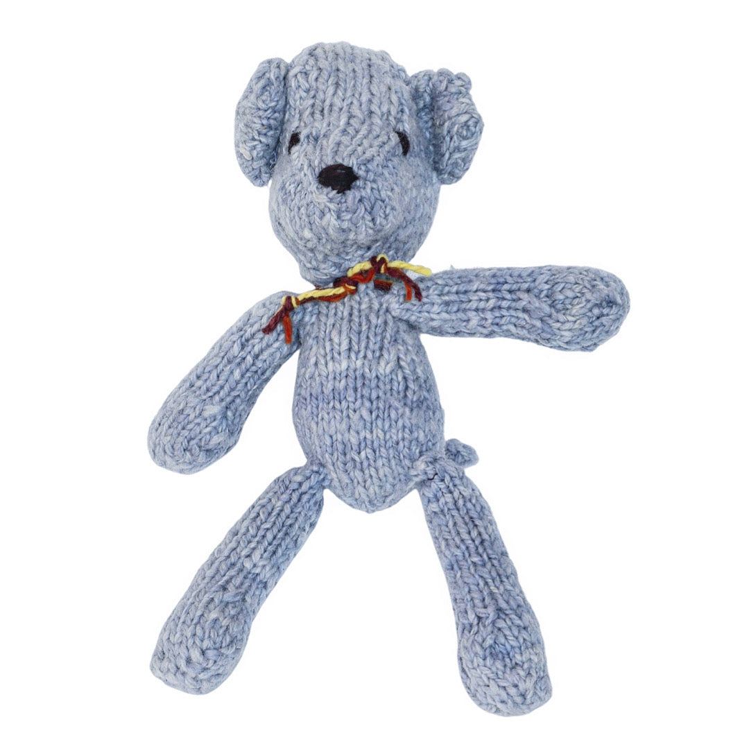 Hand Knit Homespun Wool Ditsy Bear - medium