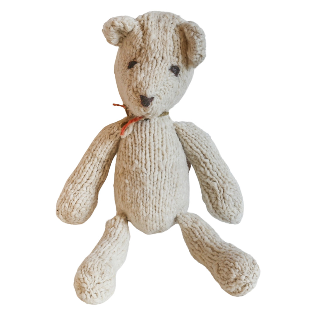 Hand Knit Homespun Wool Ditsy Bear - medium