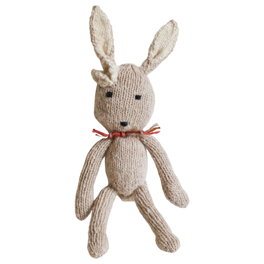 Hand Knit Homespun Wool Ditsy Bunny with Flower