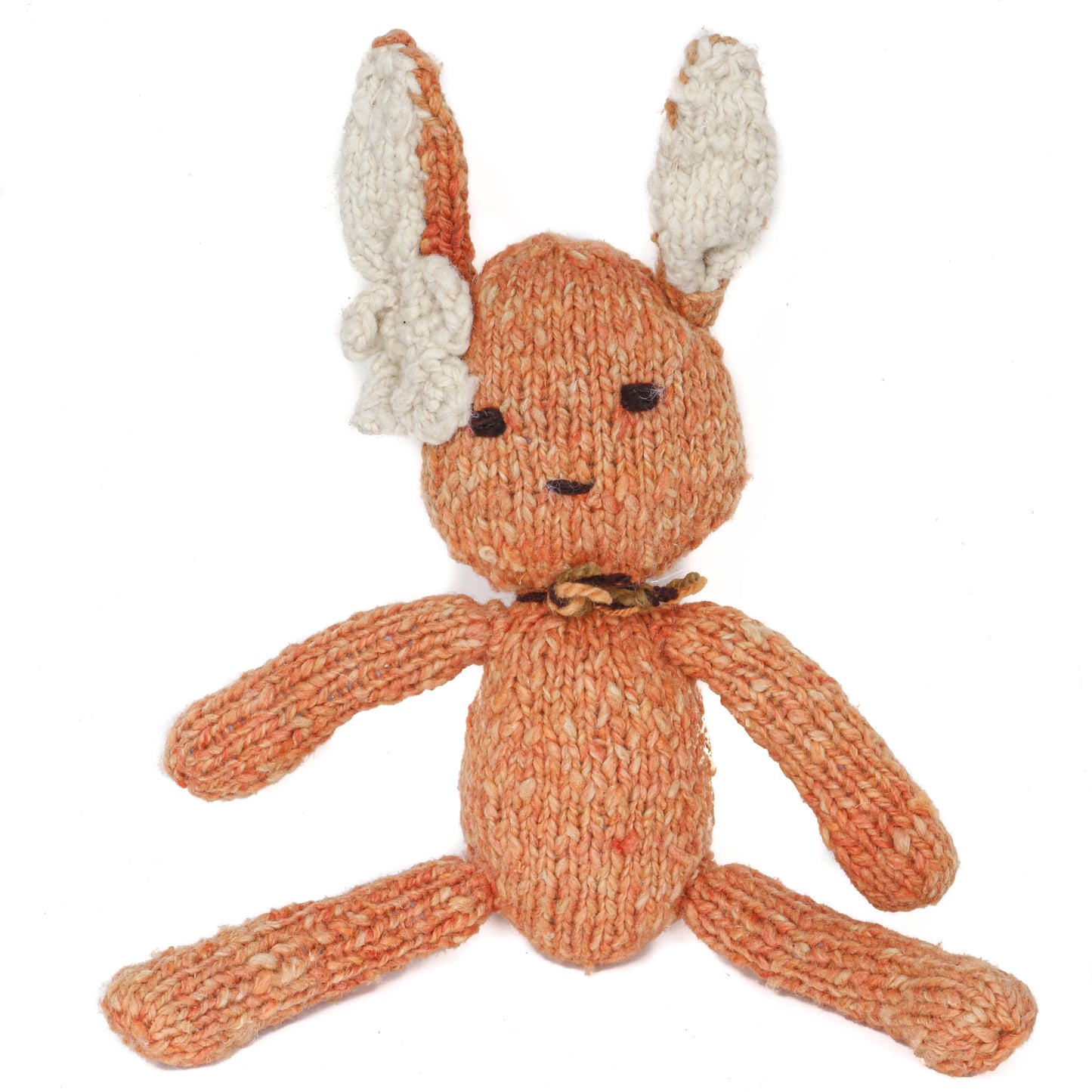 Hand Knit Homespun Wool Ditsy Bunny with Flower