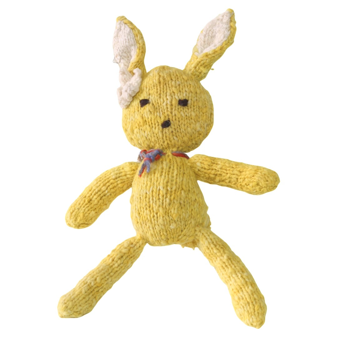 Hand Knit Homespun Wool Ditsy Bunny with Flower