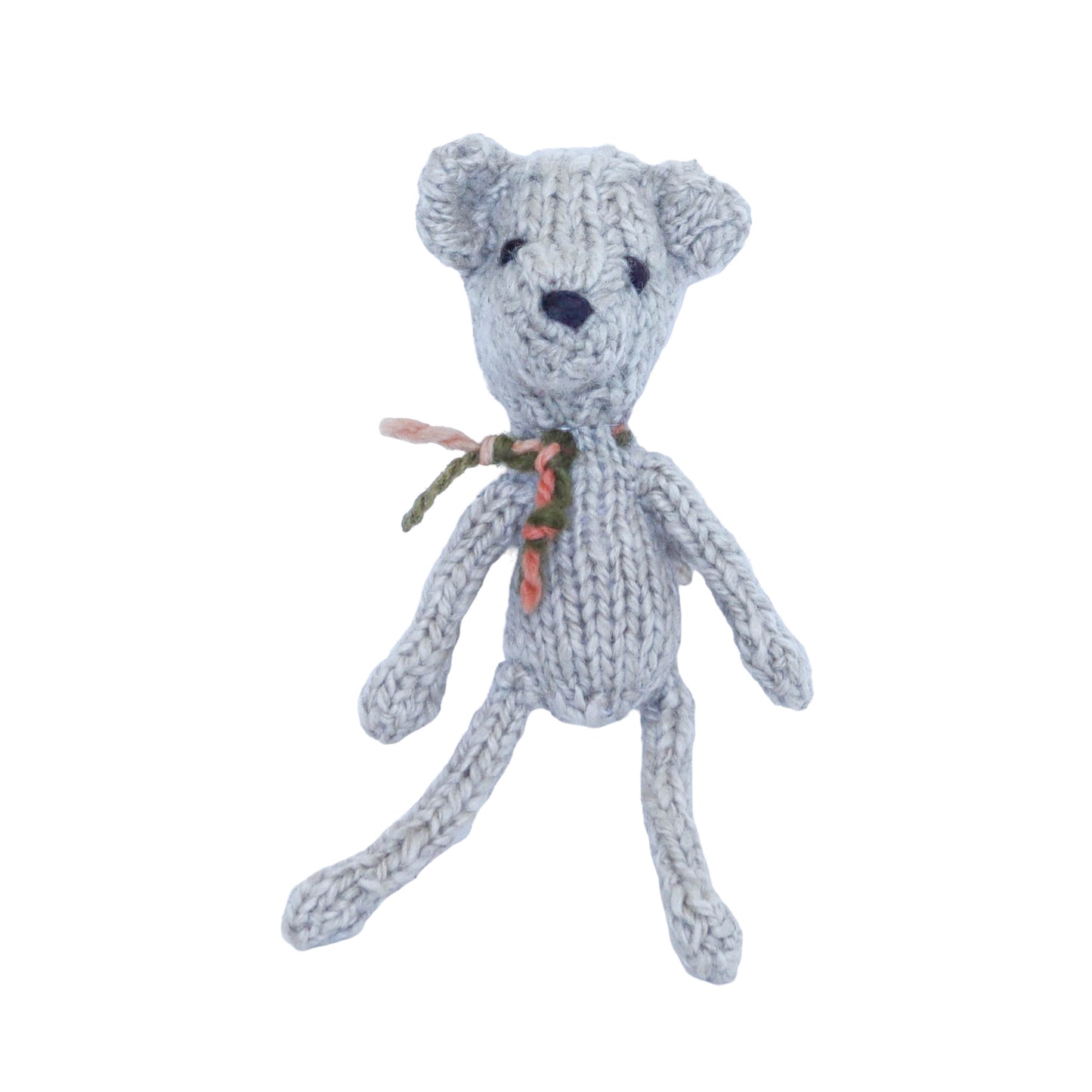 Hand Knit Homespun Wool Ditsy Bear - mini