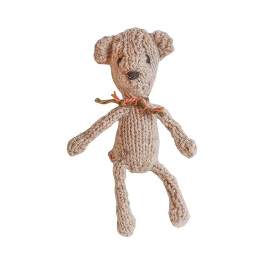 Hand Knit Homespun Wool Ditsy Bear - mini