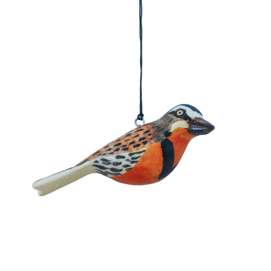 Hand-Carved Bird Ornament - Eastern Meadowlark