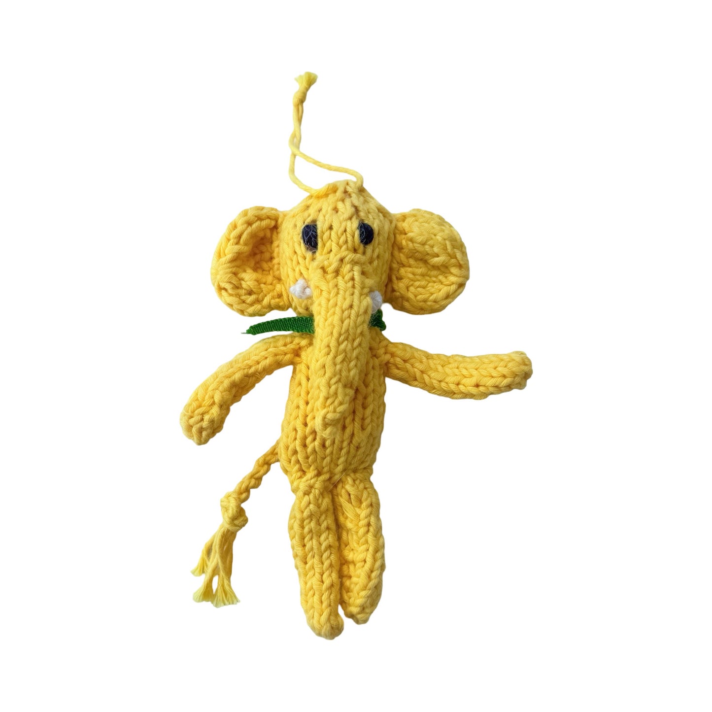 Hand Knit Organic Cotton Ornament - Elephant