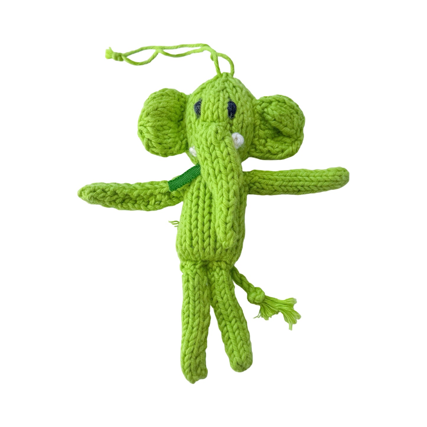 Hand Knit Organic Cotton Ornament - Elephant