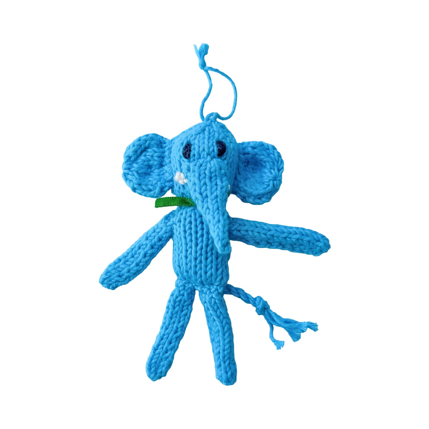 Hand Knit Organic Cotton Ornament - Elephant