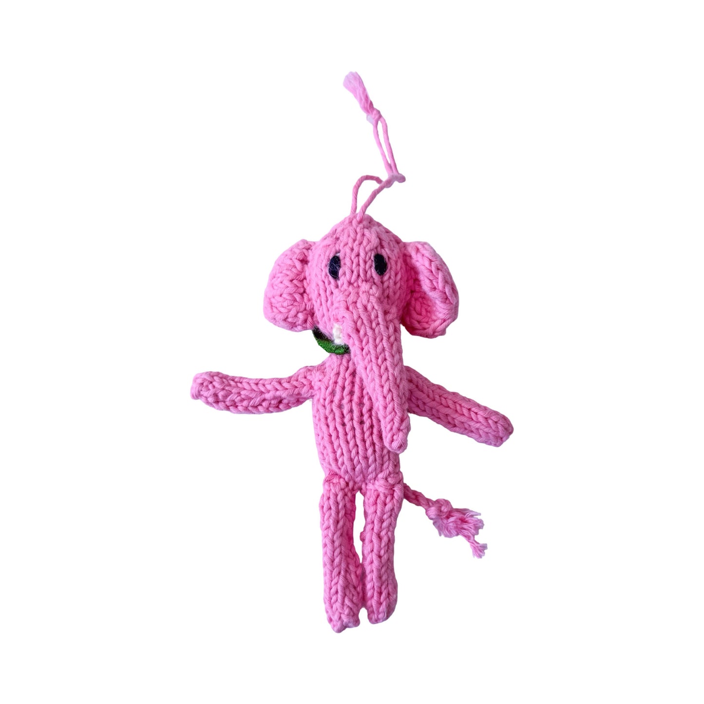 Hand Knit Organic Cotton Ornament - Elephant