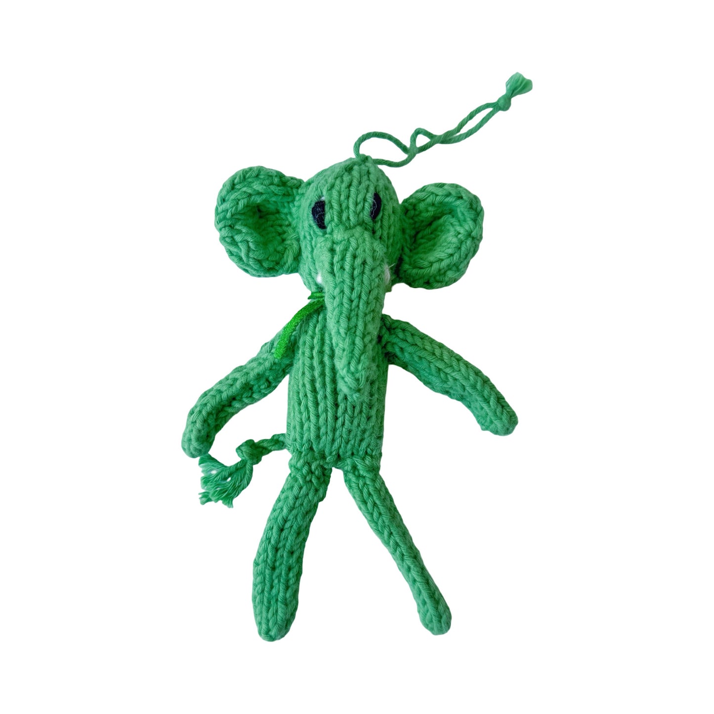 Hand Knit Organic Cotton Ornament - Elephant