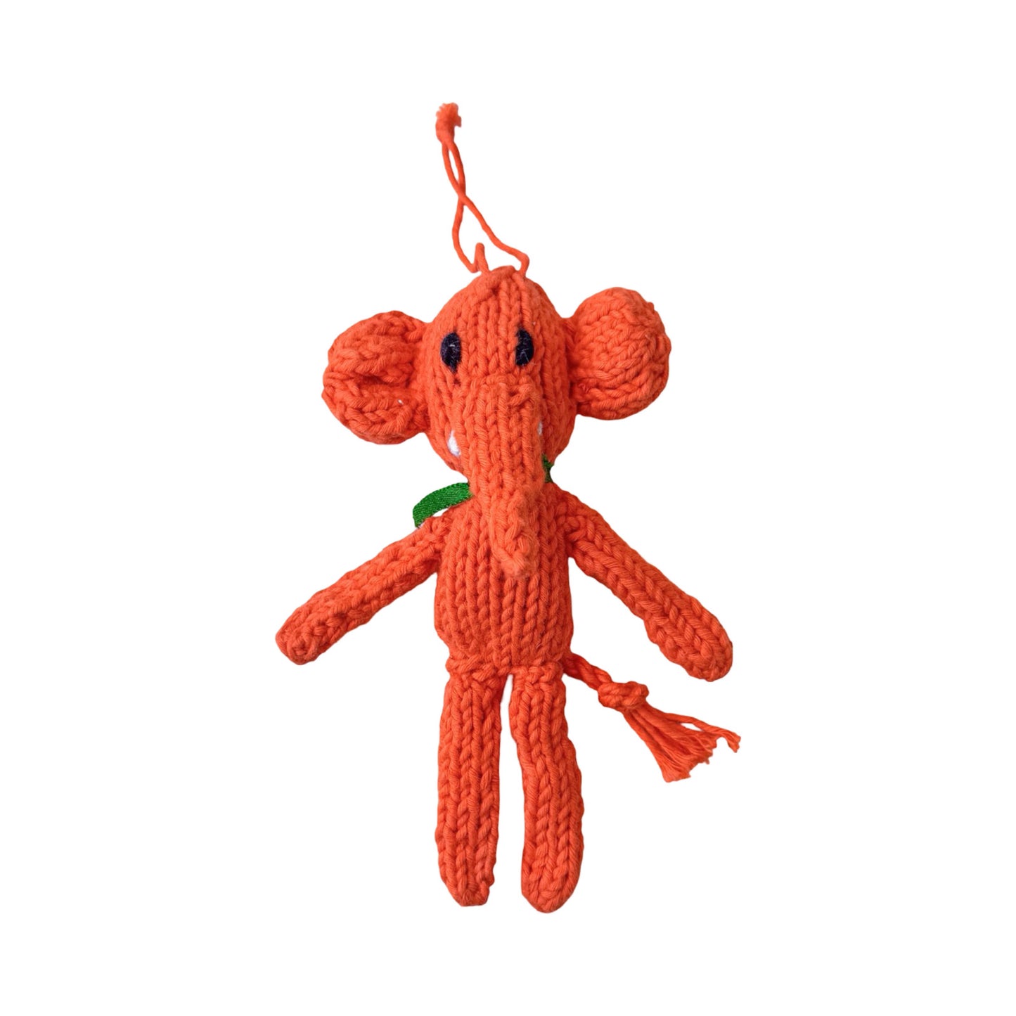 Hand Knit Organic Cotton Ornament - Elephant