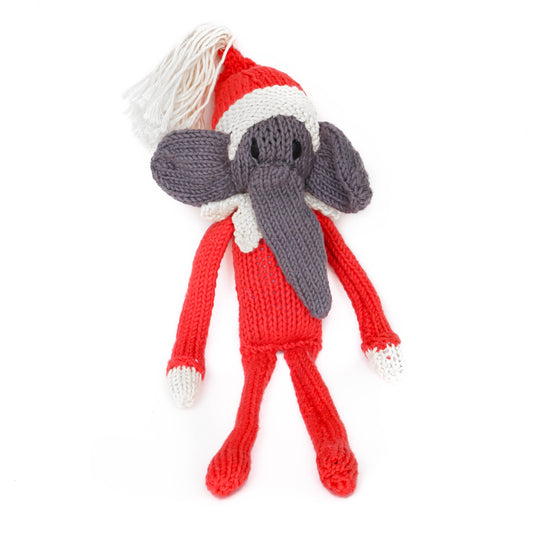 Hand Knit Organic Cotton Christmas Elf-ephant