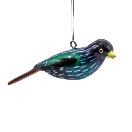 Hand-Carved Bird Ornament - European Starling