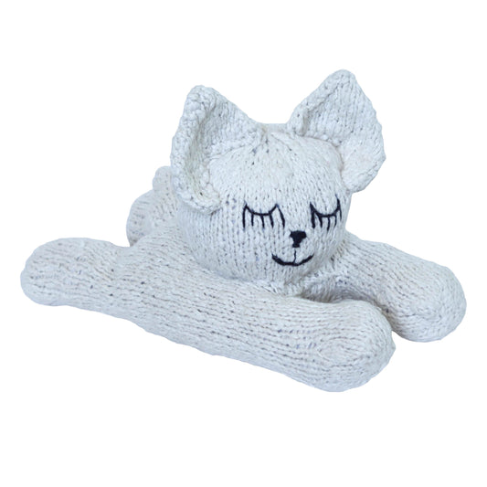 Hand Knit Homespun Cotton Sleepy Cat