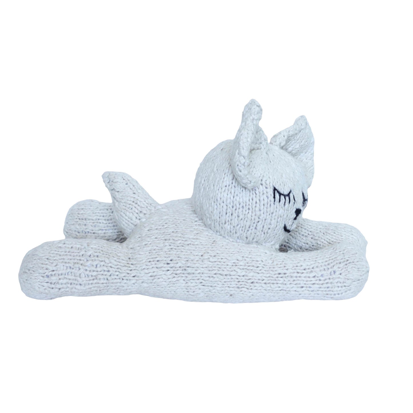 Hand Knit Homespun Cotton Sleepy Cat