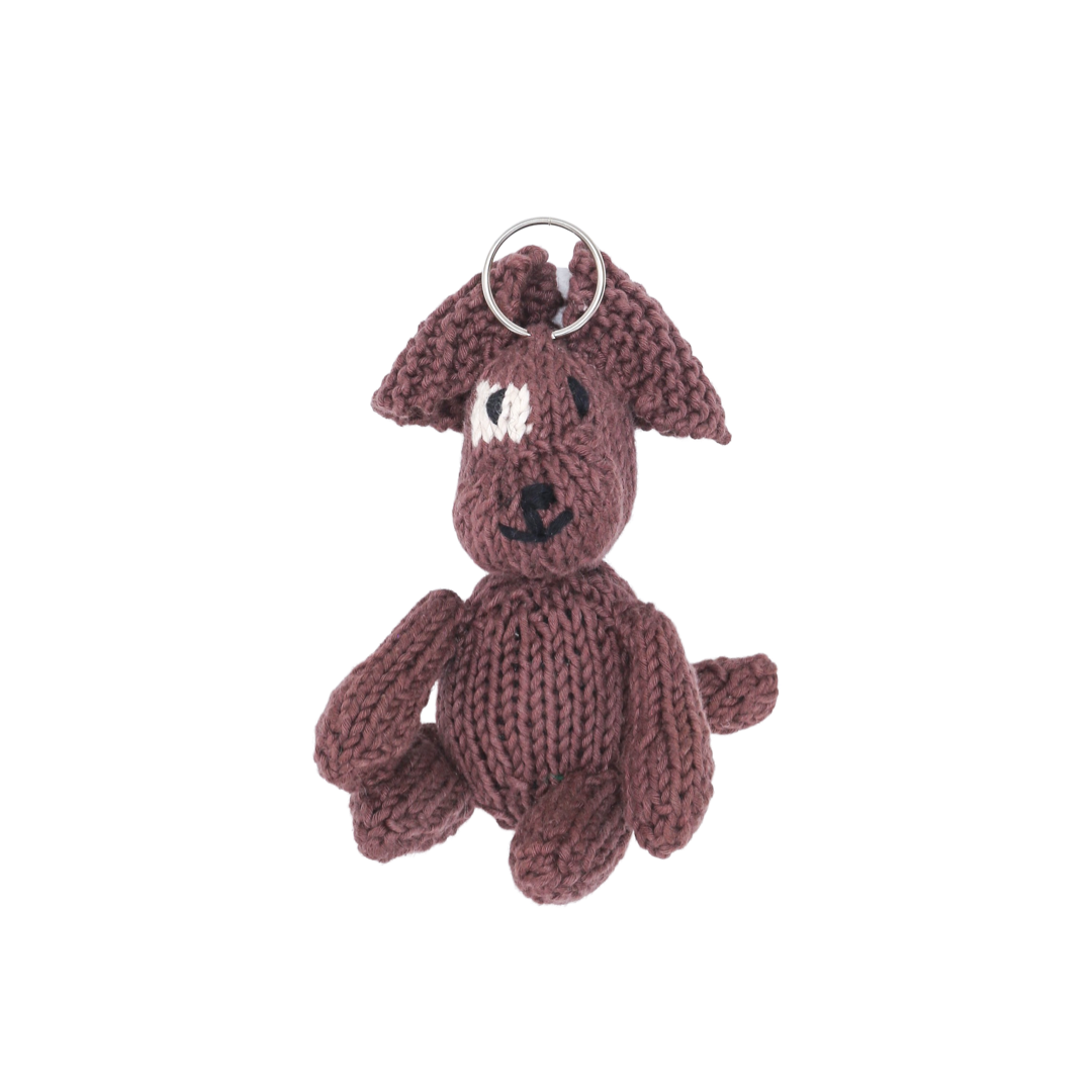 Hand Knit Organic Cotton Keychain - Dog