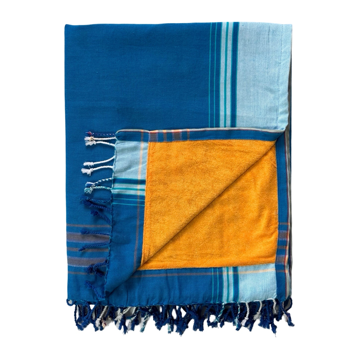 Kikoi with Towel - Royal Blue & Saffron