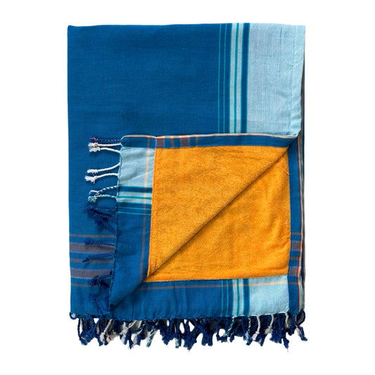 Kikoi with Towel - Royal Blue & Saffron