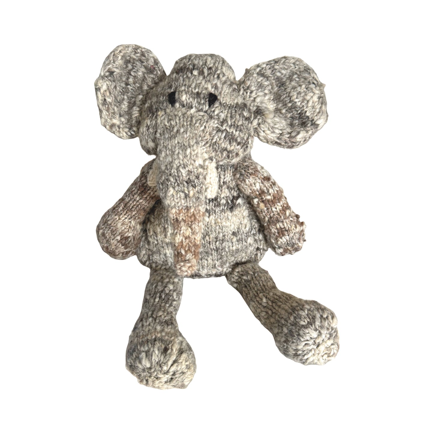 Hand Knit Homespun Wool Safari-Style Elephant