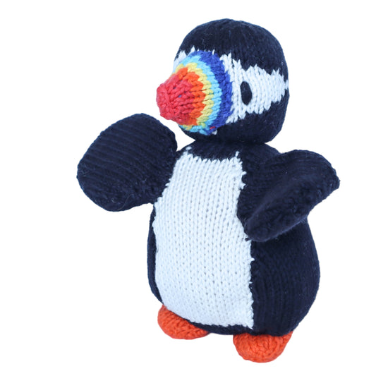 Hand Knit Organic Cotton Puffin