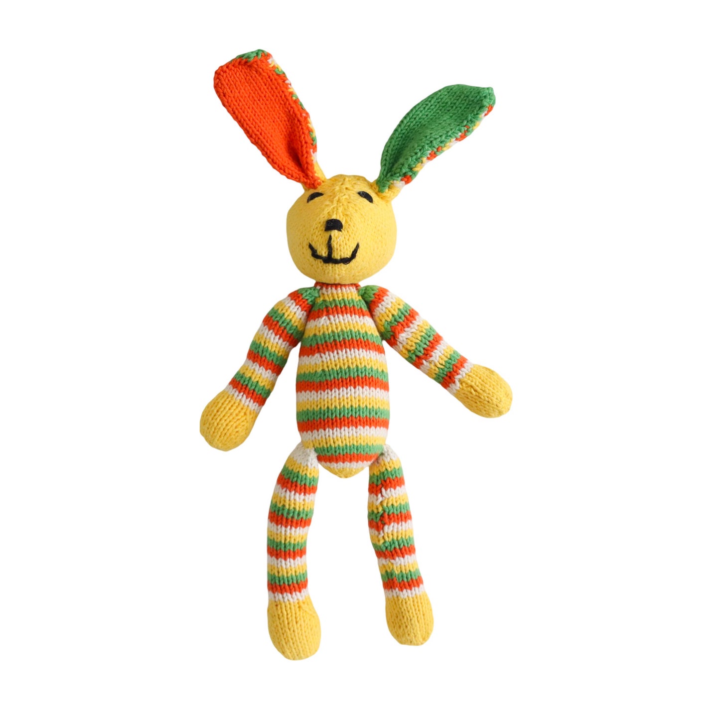 Hand Knit Organic Cotton Rainbow Rabbit